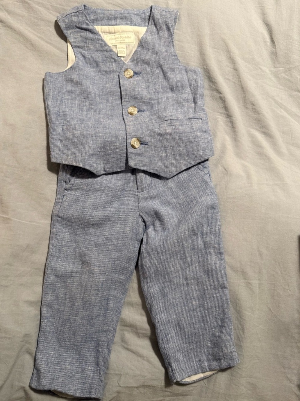 Toddler Boys Light Blue Linen-blend Vest & Pants Set plus x2 Ralph Lauren Shirts